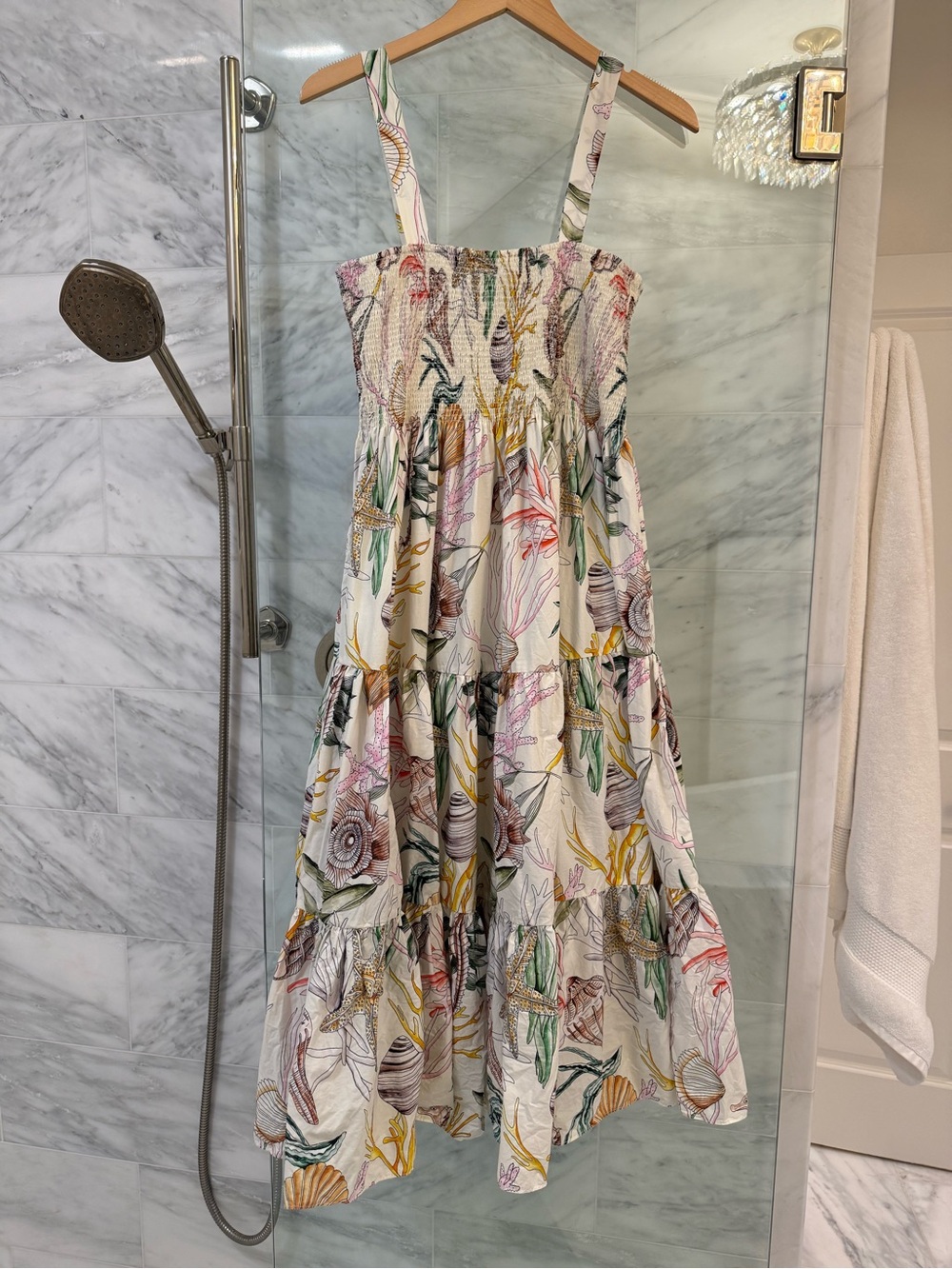 Robert Graham White Smocked Floral Sundress with Multicolor Print